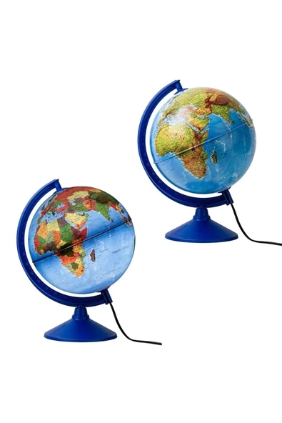 Gürbüz Işıklı Küre - 30 cm - Hem Fiziki Hem Siyasi Dünya Küresi 41301 ürün görseli 1
