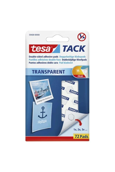 Tesa 59408 Tack Yapışkan Pedler Çift Taraflı Şeffaf 72 Adet ürün görseli 1