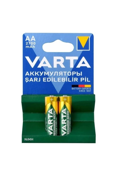 Varta Ni-Mh 1.2V 2700 mAh HR6 Şarj Edilebilir Şarjlı AA Kalem Pil (2'li Paket) ürün görseli 1
