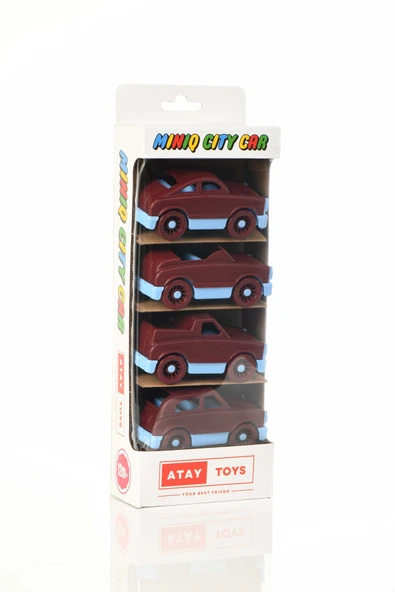 ATAY TOYS MINIQ CITY CAR BORDO MAVİ MIX 4LÜ SET OYUNCAK ARABA ürün görseli 1
