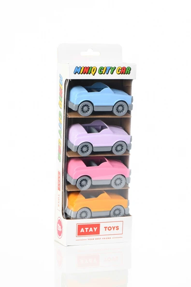 ATAY TOYS MINIQ CITY CAR CABRIO PASTEL 4LÜ SET OYUNCAK ARABA ürün görseli 1
