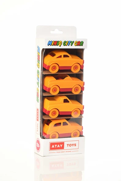 ATAY TOYS MINIQ CITY CAR SARI KIRMIZI MIX 4LÜ SET OYUNCAK ARABA ürün görseli 1