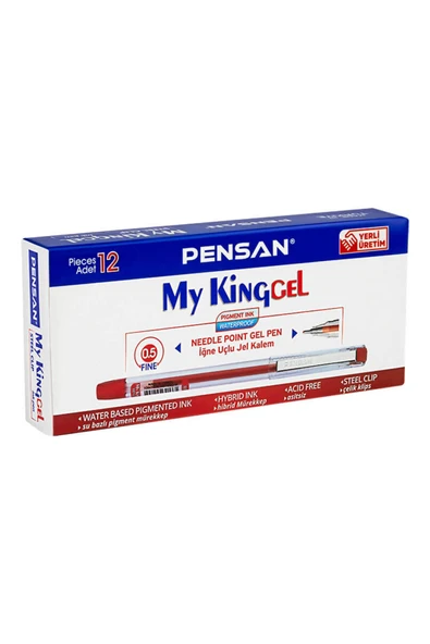 Pensan 6405 My King Jel Kalem 12'li Kutu Kırmızı ürün görseli 1
