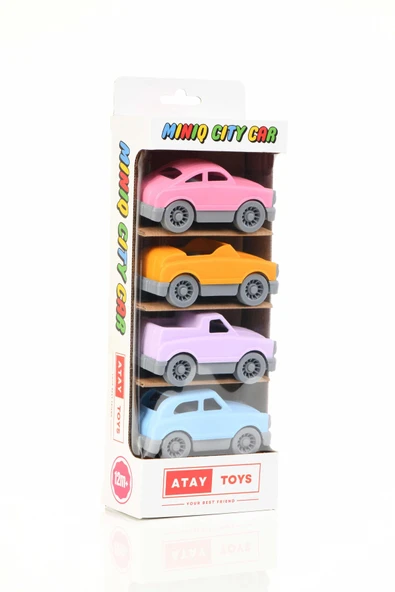 ATAY TOYS MINIQ CITY CAR PASTEL MIX 4LÜ SET OYUNCAK ARABA ürün görseli 1