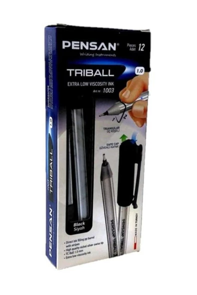 Pensan Triball 1.0 Siyah Tükenmez Kalem 12 li Paket ürün görseli 1