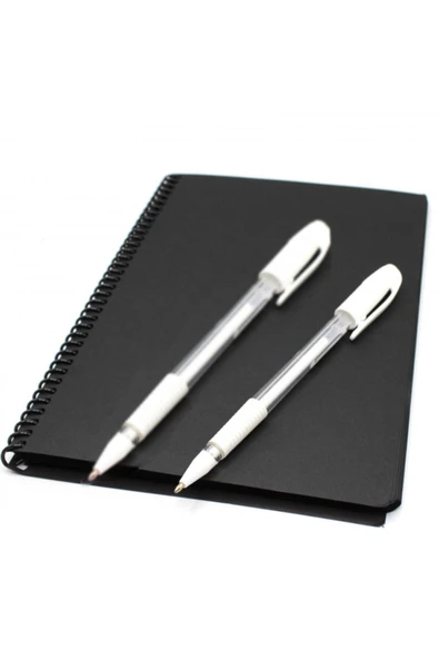 MEKAFİX 40 Yaprak 80 Sayfa A5 Siyah Defter Ve 2 Adet Beyaz Kalem Hediye ürün görseli 1