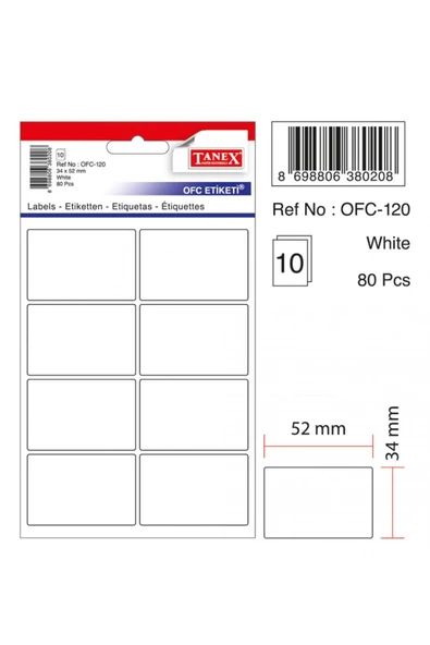 Tanex Beyaz Etiket Ölçü : 5234 Mm Ofc-120 ürün görseli 1