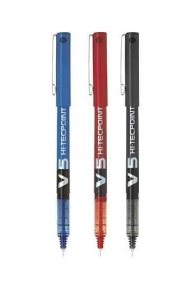 Pilot V5 Hi- Tecpoint 3'lü Iğne Uçlu Roller Kalem Seti Siyah Mavi Kırmızı ürün görseli 1