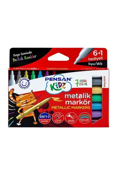 Pensan Kidz Temizlenebir 7 Renk Metalik Markör Kalem Pe99930Mrk8Rnk ürün görseli 1