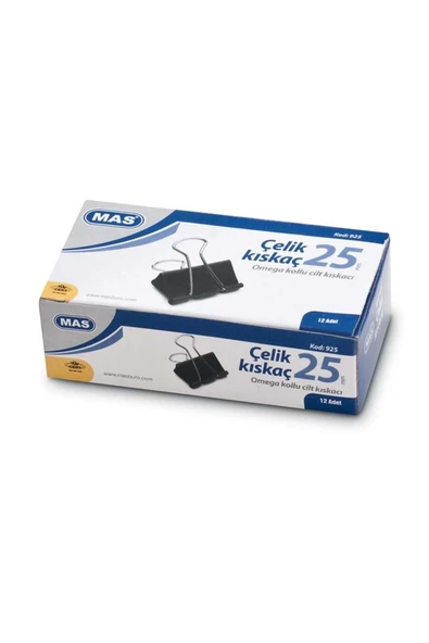 Mas Kıskaç Omega Çelik Siyah 25mm 12'li Paket ürün görseli 1