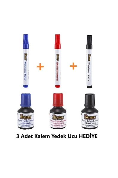 Brons 3'lü Doldurulabilir Tahta Kalem Seti - 3 Tahta Kalemi - 30ml 3 Renk Mürekkep ve Yedek Kalem Uçları ürün görseli 1
