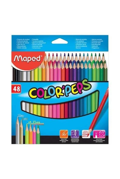 Maped Kuru Boya Karton Kutu Tam Boy Üçgen 48 Renk 832048 ürün görseli 1