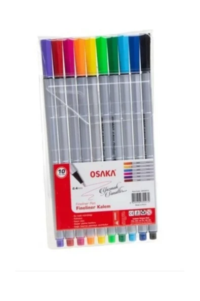 Osaka Iğne Ince Uçlu Keçeli Kalem Fineler Pen 10lu Karışık Renk ürün görseli 1