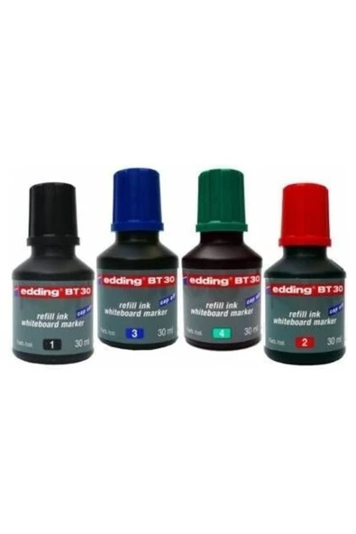 Edding BT30 Beyaz Tahta Kalemi Mürekkebi 30 ml 4 Farklı Renk ürün görseli 1