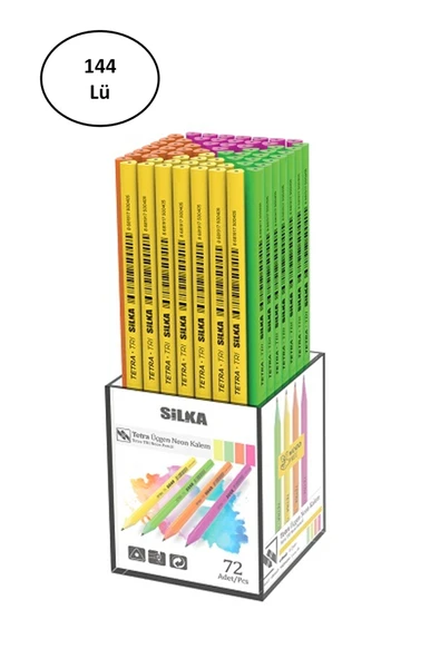 MELFSHOP Silka Kurşun Kalem Tetra Neon Üçgen 144'lü ürün görseli 1