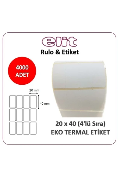 Umurofis Elit Barkod Etiketi 20x40 4 Lü Termal 4000 Adet ürün görseli 1