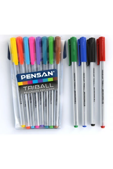 Pensan Triball 1mm 12 Tam Renk Tükenmez Kalem Set ürün görseli 1