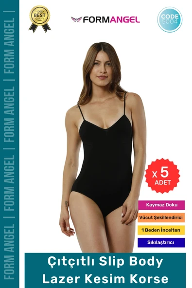 #Korse Lazer Kesim Seamless İz Göstermeyen Toparlayıcı Kaymayan Çıtçıtlı Slip Body Korse - 5 Adet ürün görseli 1