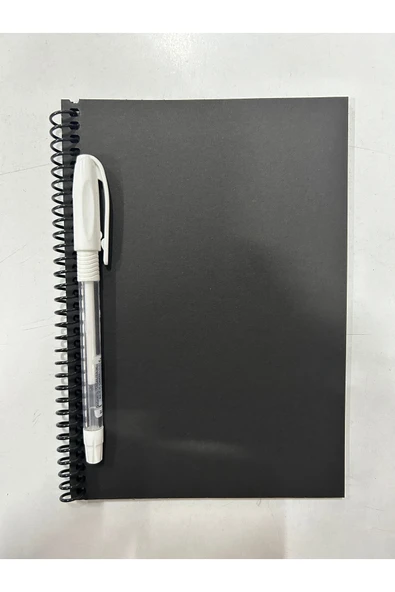 MEKAFİX ELİT KIRTASİYE KAYSERİ Siyah anı defteri Siyah Defter Ve Pensan Beyaz Jel Kalem Seti ürün görseli 1