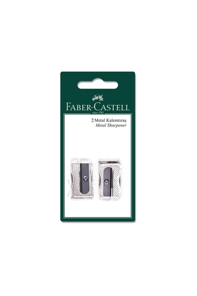Faber Castell Faber-Castel Metal Üçgen Kalemtıraş 2 li Blister ürün görseli 1