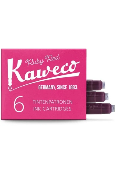 Kaweco Dolma Kalem Kırmızı Mürekkep Kartuşu 6lı Paket  Uluslararası Standart ürün görseli 1