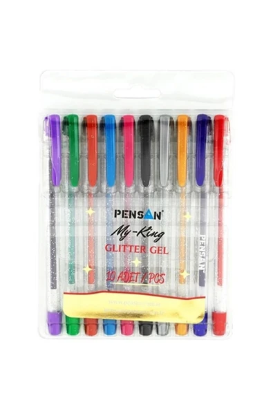 Pensan 10 Renk Simli Gel Kalem Set ürün görseli 1