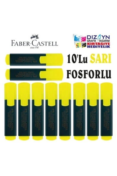Faber Castell Fosforlu Kalem 10lu Sarı ürün görseli 1