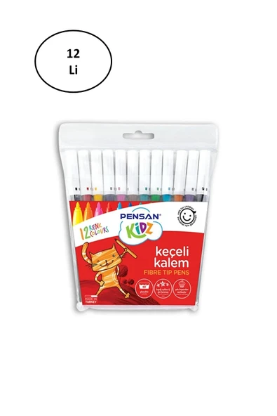 MELFSHOP Pensan Kidz Keçeli Boya Kalemi 12 Renk 12'li ürün görseli 1
