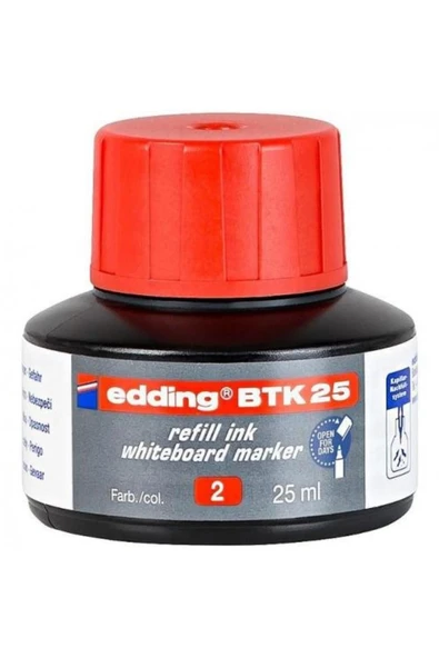 Edding BEYAZ TAHTA MÜREKKEBİ 25 ML E-BTK25 KIRMIZI ürün görseli 1