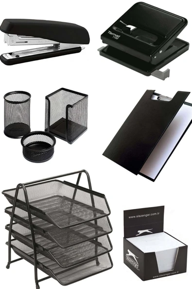 Mas Evrak Rafı Metal 4'lü Mekanizma Perfore 3'lü Set Ve Zımba Makinası Ergonomik Tasarım Kaneks ürün görseli 1