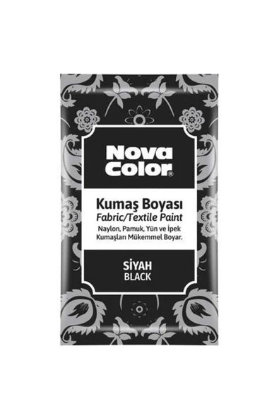 Nova Color NC-904 TOZ KUMAŞ BOYASI 12gr. SİYAH 100 ML BOYA SABİTLEŞTİRİCİ HEDİYELİ ürün görseli 1