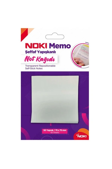 Noki Yapışkanlı Not Kağıdı Memo 50 YP 75x75 Şeffaf 12300 ürün görseli 1