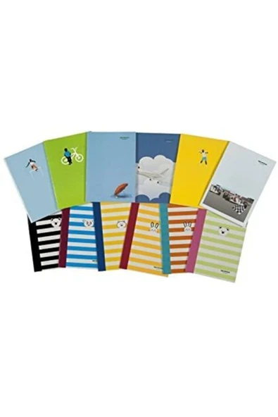 Mopak 60 Yaprak Kareli Ve Çizgili A5 Karton Kapak Defter 12 Li Set ürün görseli 1