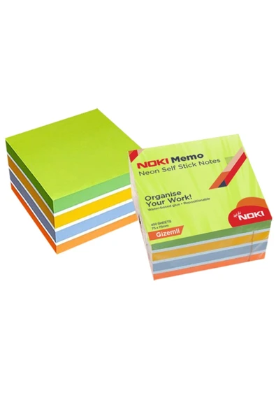 Noki Yapışkanlı Not Kağıdı Küp 450 Syf 75x75 Neon Gizemli 12014-22 ürün görseli 1