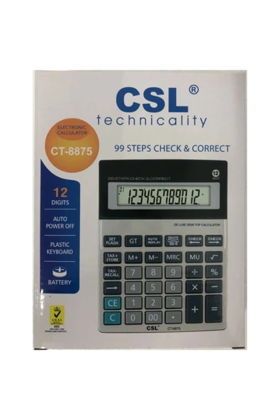 Caslo Ct-8875 12 Hane Hesap Makinesi Metal Yüzey ürün görseli 1