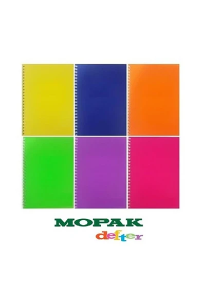 Mopak Spiralli Defter Şeffaf Kapaklı A4  120 Yaprak Çizgili Neon ürün görseli 1