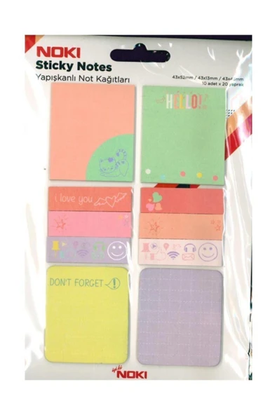 Noki NOKİ MEMO BASKILI YAPIŞKANLI NOTLAR KARIŞIK ÖLÇÜ 20 Yaprak (Postit) ürün görseli 1
