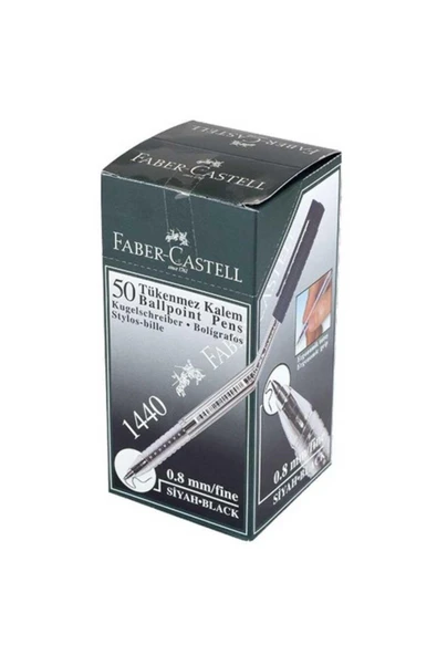 Faber Castell Faber-castell 1440 Tükenmez 0.8 Siyah 50'li Kutu ürün görseli 1