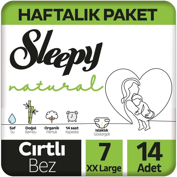 Natural Haftalık Paket Bebek Bezi 7 Numara Xxlarge 14 Adet ürün görseli 1