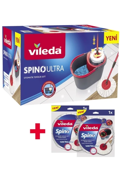 Vileda Spino Ultra Otomatik Temizlik Seti + 2 Adet Mikrofiber Yedek Paspas ürün görseli 1