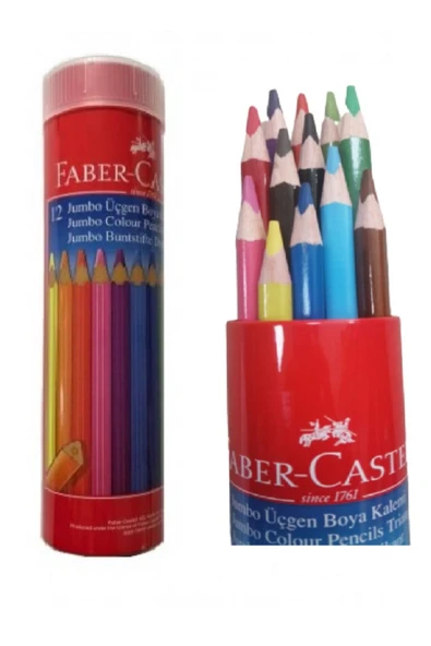 Jumbo Kuru Boya Metal Tüp 12 Renk Üçgen Kuruboya Faber Castell Üçgen Kuru Boya 12 Renk Metal Tüp ürün görseli 1
