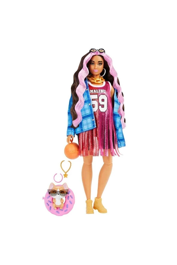 Barbie Extra Ekose Ceketli Bebek - Resim 2