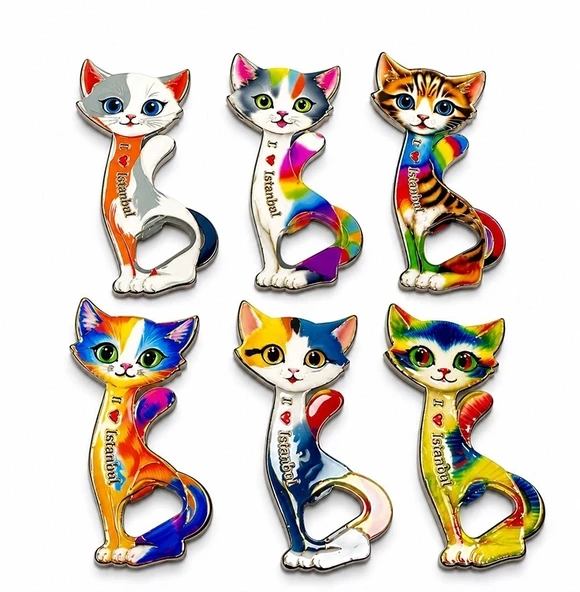 Kedi Tasarımı İstanbul Temalı Buzdolapı Süsü Magnet Alk5409 ürün görseli 1