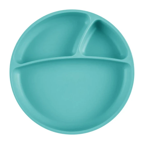 Porsiyon Vakum Tabanlı Silikon Tabak Aqua Green ürün görseli 1