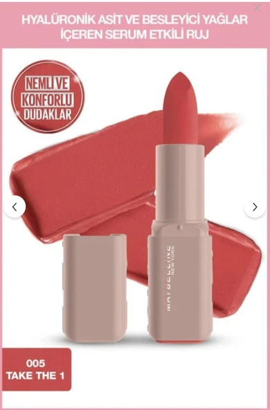 Maybelline New York Serum Etkili Hyalüronik Asit ve Besleyici Yağ İçeren Ruj - 005 Take the 1 ürün görseli 1