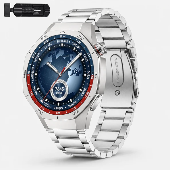Huawei Watch GT5 Pro 46mm İle Uyumlu Katlanır Klipsli Paslanmaz Çelik Saat Kordonu  Gümüş ürün görseli 1