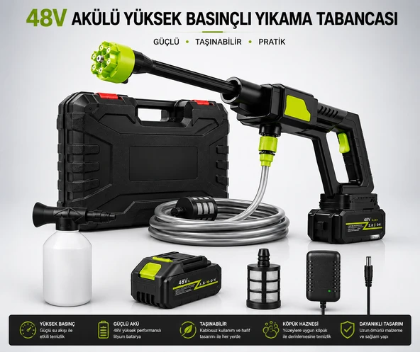 48V Güç Profesyonel Temizlik Yüksek Performanslı Akıllı Yıkama Sistemi Araç Bahçe ve Ev İçin Çok Amaçlı Kullanım ürün görseli 1