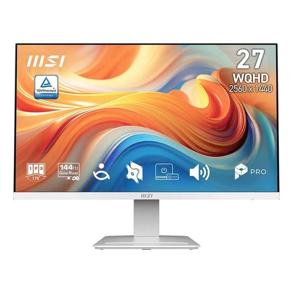 MSI 27 PRO MP273QW E14 2560x1440 (WQHD) 16:9 FLAT IPS 144HZ 1MS (MPRT) ADAPTIVE-SYNC BEYAZ MONITOR ürün görseli 1