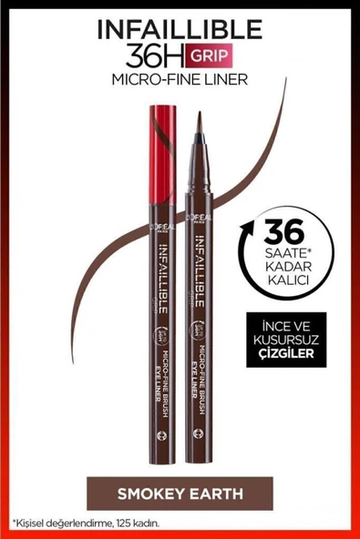 L'OREAL PARİS  Infaillible 36H Grip Micro Fine Eyeliner 02 Smokey Earth ürün görseli 1