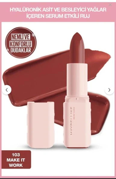 Maybelline New York Serum Etkili Hyalüronik Asit ve Besleyici Yağ İçeren Ruj - 103 Make It Work ürün görseli 1